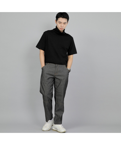 SAINTCREW（セントクルー）の「ワイドカッティングクロップハーフバンドパンツ WCH-327 グレー/ブラックデニム BRS（デニムパンツ・メンズ・その他・MEDIUM/LARGE/X-LARGE）」の5枚目の写真
