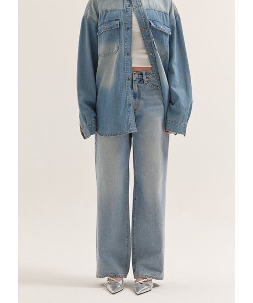 スタンダードウォッシュドワイドデニム