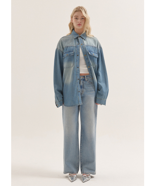 BUTTON UP(ボタンアップ)の「スタンダードウォッシュドワイドデニム(デニムパンツ・レディース・その他・SMALL/MEDIUM/LARGE)」の2枚目の写真