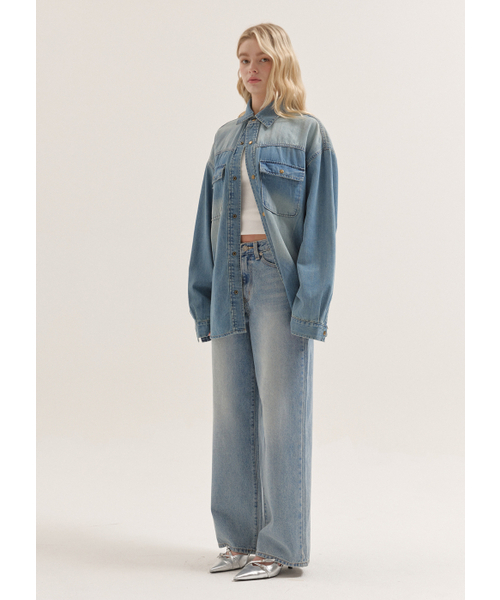 BUTTON UP(ボタンアップ)の「スタンダードウォッシュドワイドデニム(デニムパンツ・レディース・その他・SMALL/MEDIUM/LARGE)」の4枚目の写真