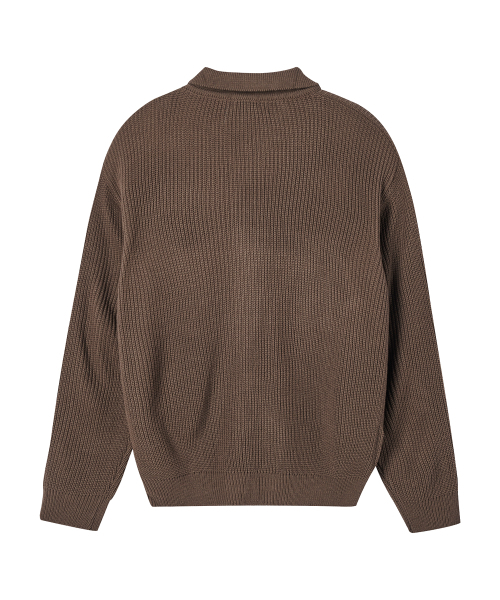 AKECII(アケシ)の「デンシングカラー ニットジップアップ_ブラウン(カーディガン/ボレロ・メンズ・その他・ONE SIZE)」の2枚目の写真