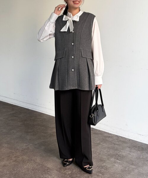 Chez toi（シェトワ）の「ボウタイブラウス（シャツ/ブラウス・レディース・ホワイト/ブラック・FREE）」の3枚目の写真