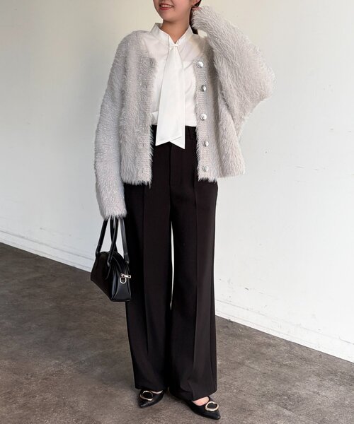 Chez toi（シェトワ）の「ボウタイブラウス（シャツ/ブラウス・レディース・ホワイト/ブラック・FREE）」の4枚目の写真