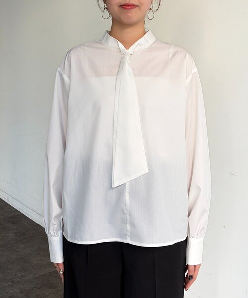 Chez toi（シェトワ）の「ボウタイブラウス（シャツ/ブラウス・レディース・ホワイト/ブラック・FREE）」の5枚目の写真