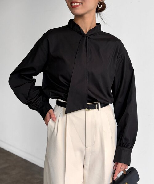 Chez toi（シェトワ）の「ボウタイブラウス（シャツ/ブラウス・レディース・ホワイト/ブラック・FREE）」の11枚目の写真