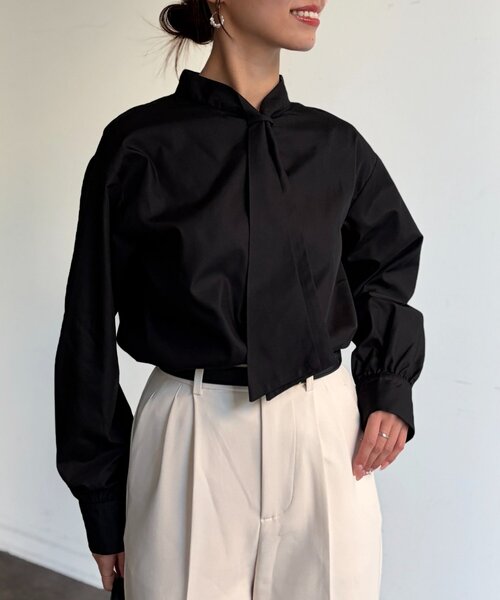 Chez toi（シェトワ）の「ボウタイブラウス（シャツ/ブラウス・レディース・ホワイト/ブラック・FREE）」の12枚目の写真