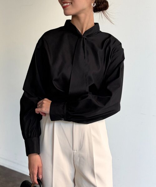 Chez toi（シェトワ）の「ボウタイブラウス（シャツ/ブラウス・レディース・ホワイト/ブラック・FREE）」の13枚目の写真