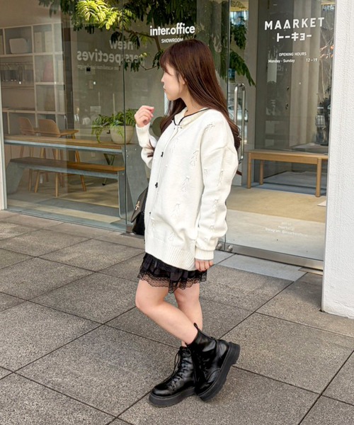 frunco(フランコ)の「【ZOZOTOWN限定】襟付きリボンボタンニット(ニット/セーター・レディース・ブラック/ホワイト・FREE)」の19枚目の写真