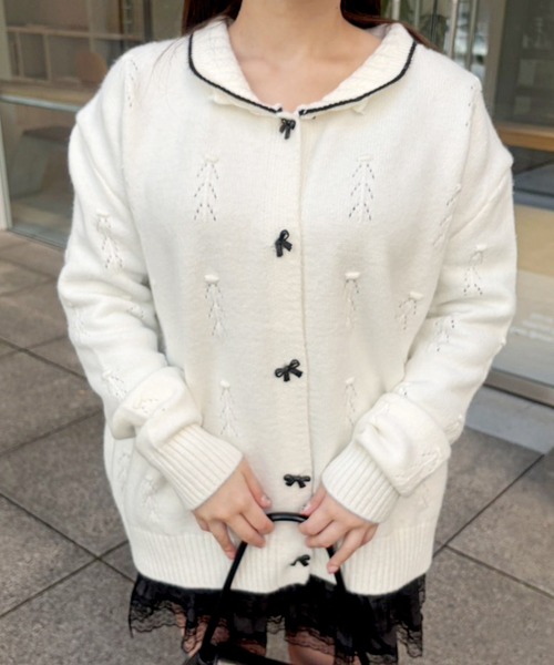 frunco(フランコ)の「【ZOZOTOWN限定】襟付きリボンボタンニット(ニット/セーター・レディース・ブラック/ホワイト・FREE)」の13枚目の写真