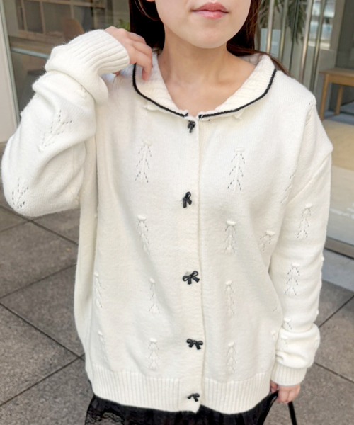 frunco(フランコ)の「【ZOZOTOWN限定】襟付きリボンボタンニット(ニット/セーター・レディース・ブラック/ホワイト・FREE)」の16枚目の写真