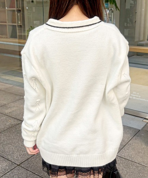 frunco(フランコ)の「【ZOZOTOWN限定】襟付きリボンボタンニット(ニット/セーター・レディース・ブラック/ホワイト・FREE)」の15枚目の写真