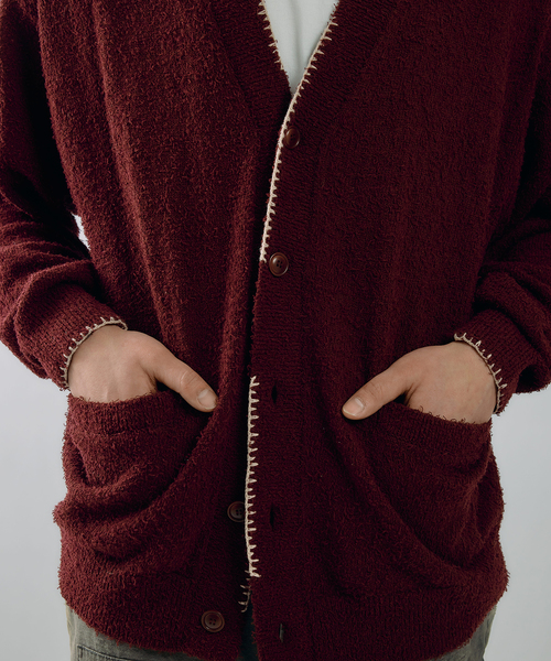 JOURNAL STANDARD J.S HOMESTEAD（ジャーナルスタンダードホームステッド）の「J.S.Homestead / ハンド ステッチ ビアード カーディガン（カーディガン/ボレロ・メンズ・ブラック/キャメル/レンガ・MEDIUM/LARGE）」の4枚目の写真