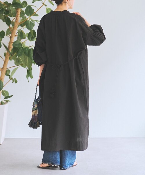 BEARDSLEY（ビアズリー）の「コットンリネンロングワンピース（ワンピース・レディース・ブラック/ブラウン・FREE）」の4枚目の写真