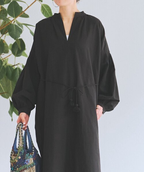 BEARDSLEY（ビアズリー）の「コットンリネンロングワンピース（ワンピース・レディース・ブラック/ブラウン・FREE）」の5枚目の写真