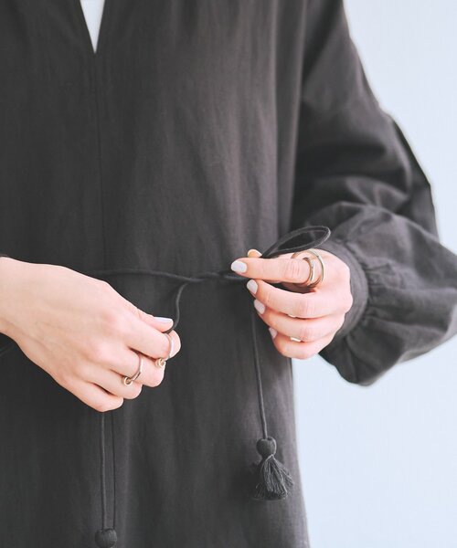 BEARDSLEY（ビアズリー）の「コットンリネンロングワンピース（ワンピース・レディース・ブラック/ブラウン・FREE）」の6枚目の写真