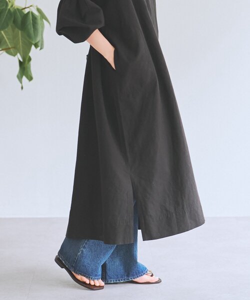 BEARDSLEY（ビアズリー）の「コットンリネンロングワンピース（ワンピース・レディース・ブラック/ブラウン・FREE）」の7枚目の写真