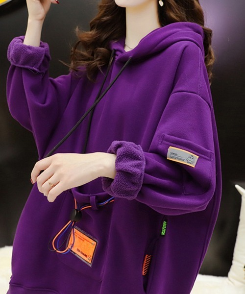SallyLunn(サリーラン)の「マルチアクセントゆったりパーカー(パーカー・レディース・ホワイト/パープル/スミクロ・MEDIUM/LARGE)」の20枚目の写真