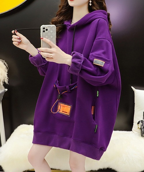 SallyLunn(サリーラン)の「マルチアクセントゆったりパーカー(パーカー・レディース・ホワイト/パープル/スミクロ・MEDIUM/LARGE)」の19枚目の写真