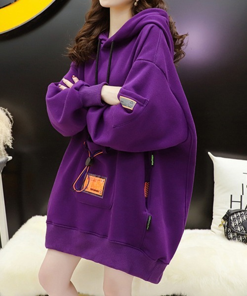 SallyLunn(サリーラン)の「マルチアクセントゆったりパーカー(パーカー・レディース・ホワイト/パープル/スミクロ・MEDIUM/LARGE)」の18枚目の写真