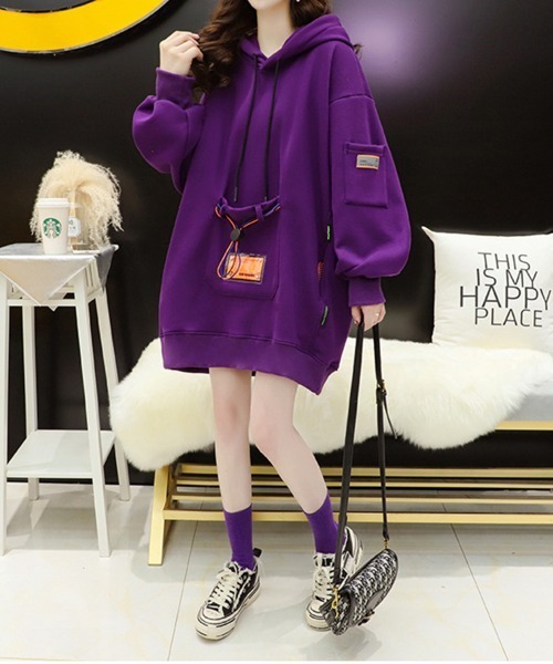 SallyLunn(サリーラン)の「マルチアクセントゆったりパーカー(パーカー・レディース・ホワイト/パープル/スミクロ・MEDIUM/LARGE)」の17枚目の写真