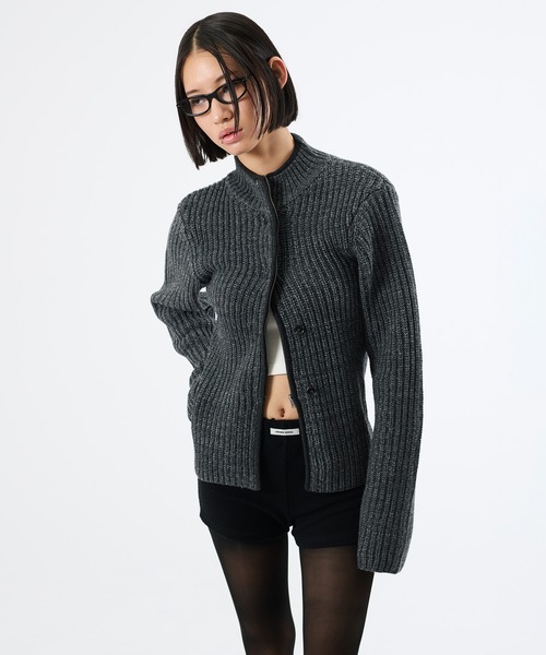 FTW(エフティダブリュー)の「2WAY MELANGE BUTTON ZIP KNIT(ニット/セーター・レディース・チャコールグレー/パープル・SMALL/MEDIUM)」の2枚目の写真