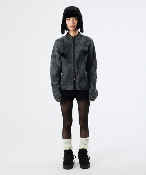 FTW(エフティダブリュー)の「2WAY MELANGE BUTTON ZIP KNIT(ニット/セーター・レディース・チャコールグレー/パープル・SMALL/MEDIUM)」の9枚目の写真