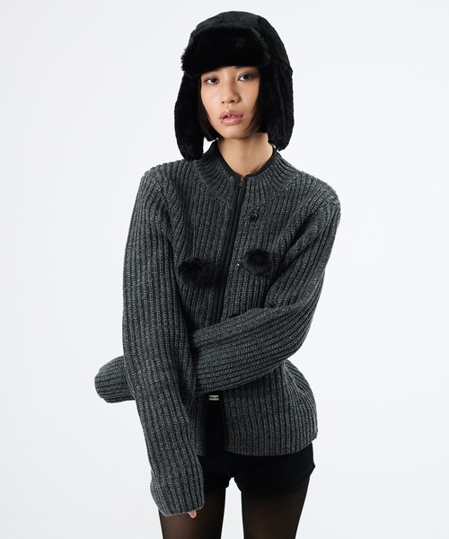 FTW(エフティダブリュー)の「2WAY MELANGE BUTTON ZIP KNIT(ニット/セーター・レディース・チャコールグレー/パープル・SMALL/MEDIUM)」の4枚目の写真