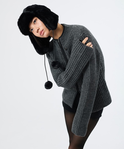 FTW(エフティダブリュー)の「2WAY MELANGE BUTTON ZIP KNIT(ニット/セーター・レディース・チャコールグレー/パープル・SMALL/MEDIUM)」の5枚目の写真