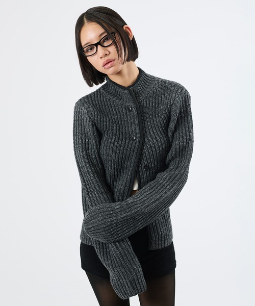 FTW(エフティダブリュー)の「2WAY MELANGE BUTTON ZIP KNIT(ニット/セーター・レディース・チャコールグレー/パープル・SMALL/MEDIUM)」の7枚目の写真
