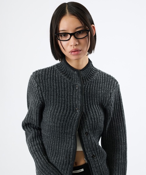 FTW(エフティダブリュー)の「2WAY MELANGE BUTTON ZIP KNIT(ニット/セーター・レディース・チャコールグレー/パープル・SMALL/MEDIUM)」の8枚目の写真