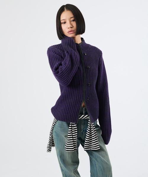 FTW(エフティダブリュー)の「2WAY MELANGE BUTTON ZIP KNIT(ニット/セーター・レディース・チャコールグレー/パープル・SMALL/MEDIUM)」の16枚目の写真