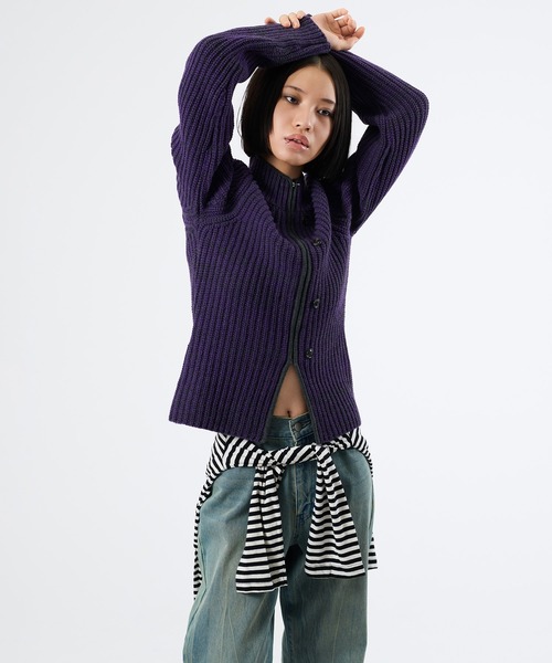 FTW(エフティダブリュー)の「2WAY MELANGE BUTTON ZIP KNIT(ニット/セーター・レディース・チャコールグレー/パープル・SMALL/MEDIUM)」の17枚目の写真