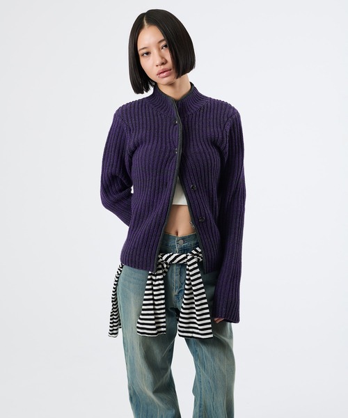 FTW(エフティダブリュー)の「2WAY MELANGE BUTTON ZIP KNIT(ニット/セーター・レディース・チャコールグレー/パープル・SMALL/MEDIUM)」の18枚目の写真