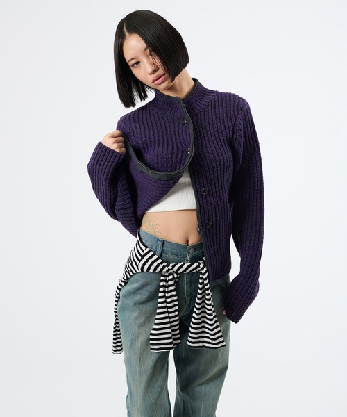 FTW(エフティダブリュー)の「2WAY MELANGE BUTTON ZIP KNIT(ニット/セーター・レディース・チャコールグレー/パープル・SMALL/MEDIUM)」の19枚目の写真