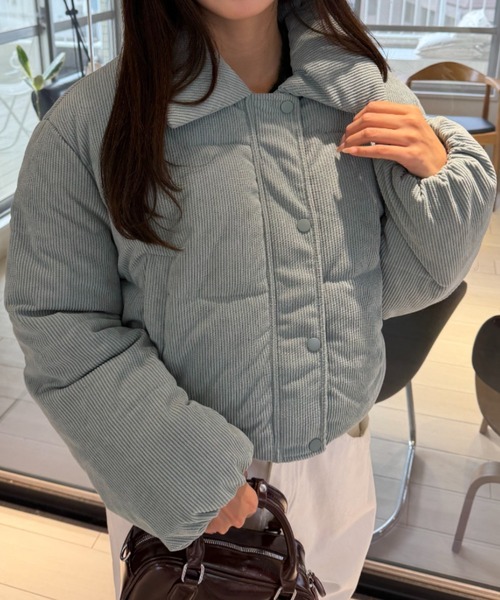 mebole(メボレ)の「コーデュロイショートダウンジャケット(ダウンジャケット/コート・レディース・ブラック/アイボリー/ブルー・FREE)」の3枚目の写真