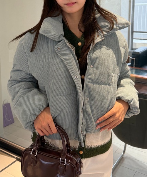 mebole(メボレ)の「コーデュロイショートダウンジャケット(ダウンジャケット/コート・レディース・ブラック/アイボリー/ブルー・FREE)」の12枚目の写真