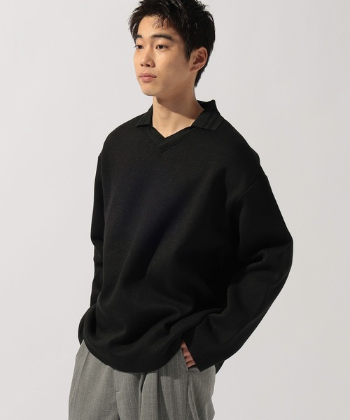 niko and...（ニコアンド）の「襟付きＶネックプルオーバー（Tシャツ/カットソー・メンズ・ブラック/ブラウン/ライトグリーン・LARGE/MEDIUM）」の6枚目の写真