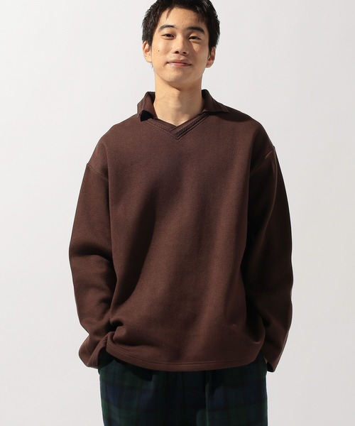 niko and...（ニコアンド）の「襟付きＶネックプルオーバー（Tシャツ/カットソー・メンズ・ブラック/ブラウン/ライトグリーン・LARGE/MEDIUM）」の9枚目の写真