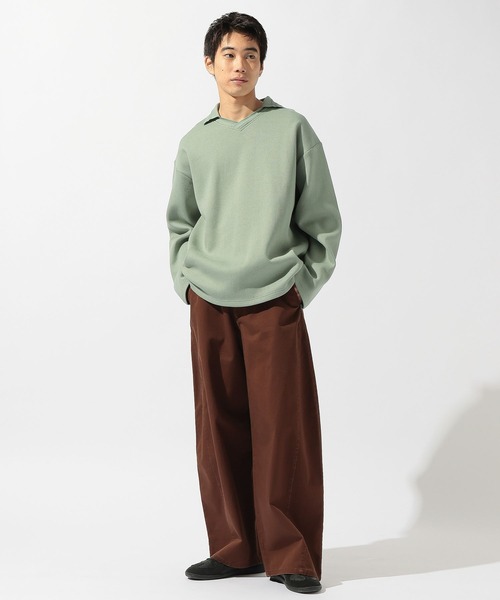 niko and...（ニコアンド）の「襟付きＶネックプルオーバー（Tシャツ/カットソー・メンズ・ブラック/ブラウン/ライトグリーン・LARGE/MEDIUM）」の10枚目の写真