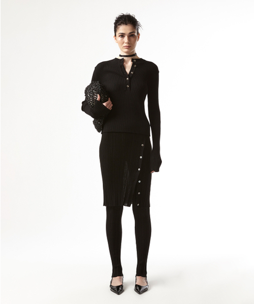 EAN JO(イアンジョー)の「RIBBED LAYER KNIT LEGGINGS SKIRT(BLACK)(スカート・レディース・ブラック・34inch/36inch)」の2枚目の写真