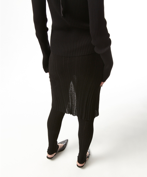 EAN JO(イアンジョー)の「RIBBED LAYER KNIT LEGGINGS SKIRT(BLACK)(スカート・レディース・ブラック・34inch/36inch)」の3枚目の写真