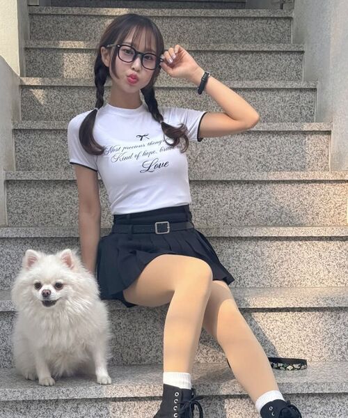 NCOVER(エヌカバー)の「ラブレースクロップ半袖Tシャツホワイト(Tシャツ/カットソー・レディース・その他・FREE)」の2枚目の写真