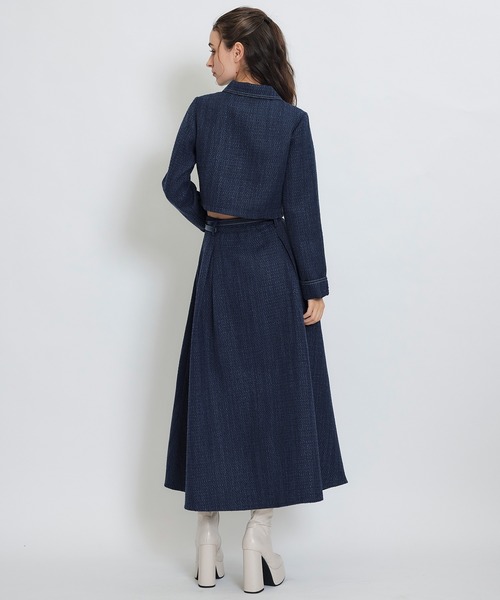 REDYAZEL(レディアゼル)の「ダブルステッチツイードブラウス×フレアロングスカートセットアップ(セットアップ・レディース・ネイビー/ベージュ/チャコールグレー/オフホワイト・FREE)」の22枚目の写真