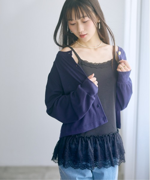 marun(マルン)の「<大きいサイズ>裾レースティアードキャミソール marun(キャミソール・レディース・オフホワイト/ブラック・3L/LL/L/5L/4L)」の2枚目の写真
