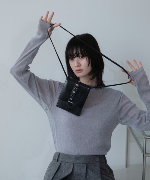 VACANCY(ヴァカンシー)の「バックルデザインミニショルダーバッグ/ポシェット(ショルダーバッグ・レディース・ブラック/グレー・FREE)」の15枚目の写真