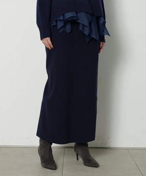 CADUNE（カデュネ）の「総針タイトスカート（スカート・レディース・ネイビー/ホワイト/ピンクベージュ・36/38）」の4枚目の写真