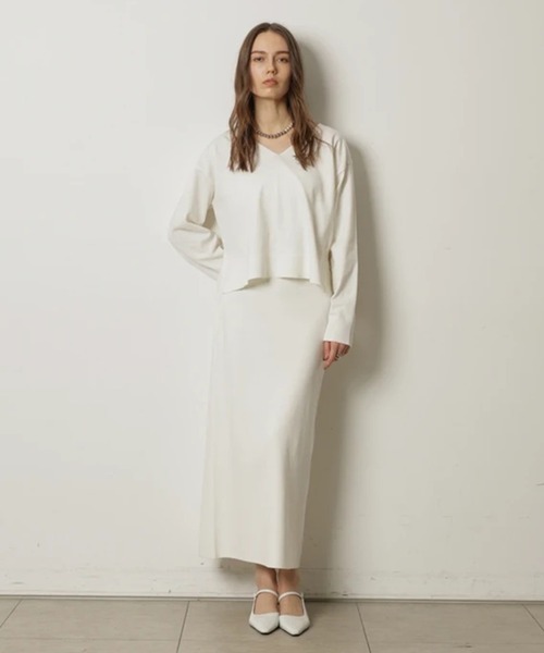 CADUNE（カデュネ）の「総針タイトスカート（スカート・レディース・ネイビー/ホワイト/ピンクベージュ・36/38）」の10枚目の写真