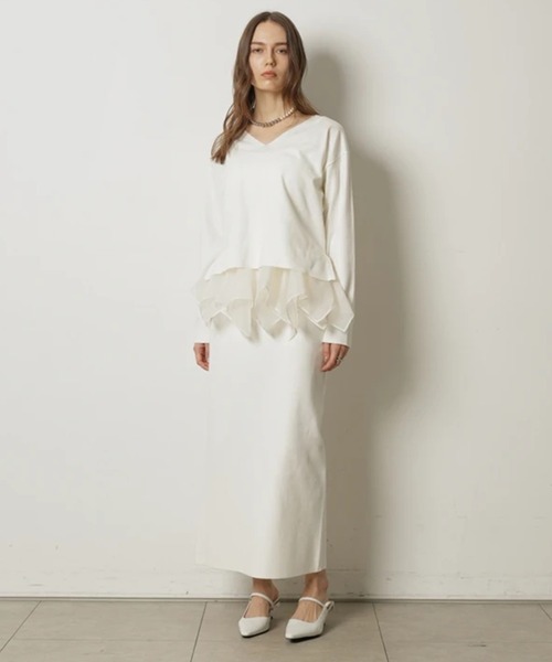 CADUNE（カデュネ）の「総針タイトスカート（スカート・レディース・ネイビー/ホワイト/ピンクベージュ・36/38）」の11枚目の写真