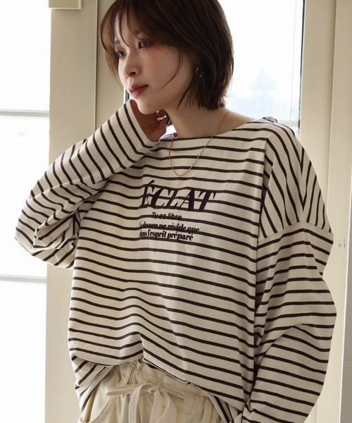 Arinomama(アリノママ)の「Arinomama フロッキーPTチュニックボーダーロンT(Tシャツ/カットソー・レディース・ピンク系その他/ホワイト×ブラウン/ホワイト×ネイビー/ブラック×グレー・FREE)」の20枚目の写真
