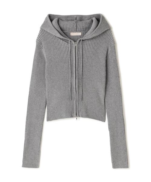 FREE'S MART（フリーズマート）の「◇配色リブショート丈ニットパーカー（ニット/セーター・レディース・グレー/ブラウン/ベージュ・FREE）」の4枚目の写真